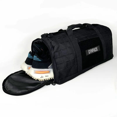 Bolsa Gympack Duffel 40L Preta - Detalhe do Compartimento Dedicado para Sapatos