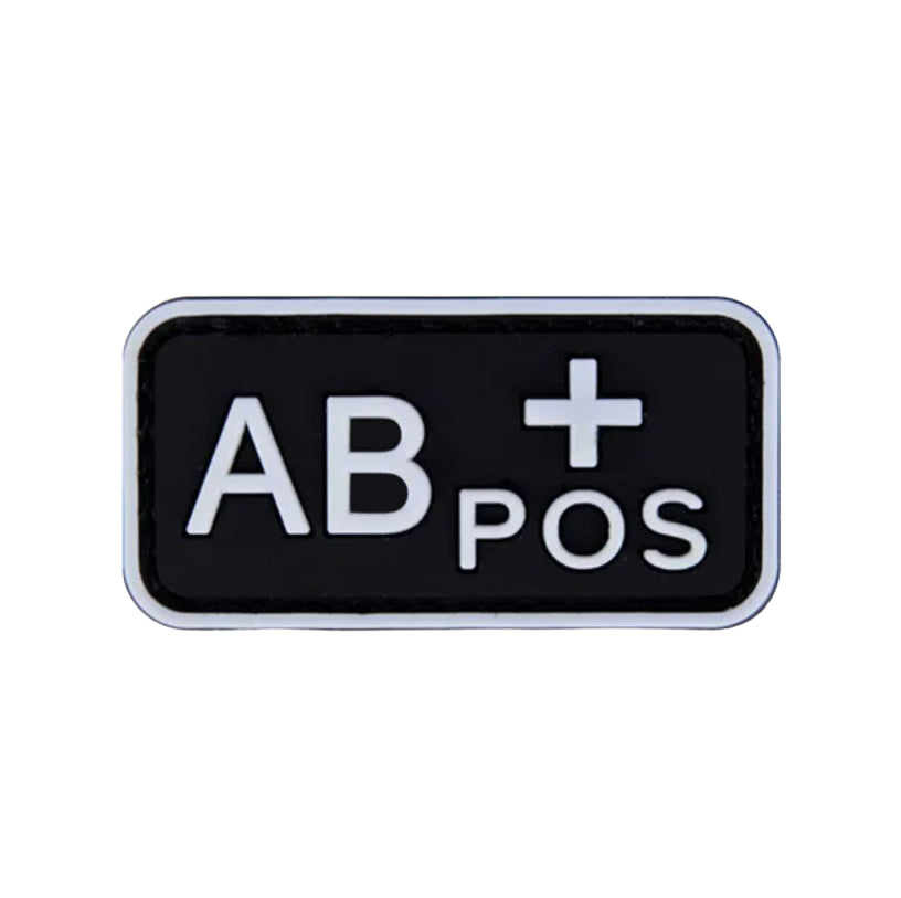 Blutgruppenaufnäher (A+, B+, AB+, O+, A-, B-, AB-, O-) Schwarz